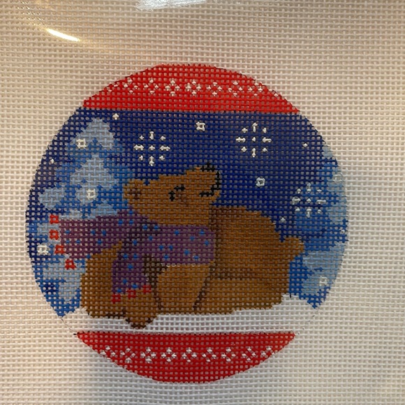Abigail Cecile Needlepoint Canvas 3 1/2” Round with Floss & Needle Threader - Picture 2 of 4